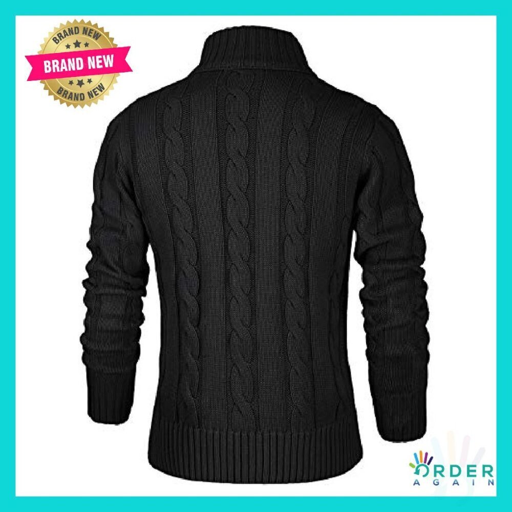 Long Sleeve Cable Knit Cardigan Slim Fit Classic Vintage Y2K Minimal Chic - Picture 4 of 8